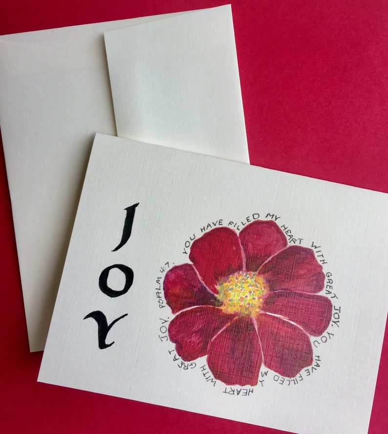 Joy Greeting Card Five folded cards with envelopes