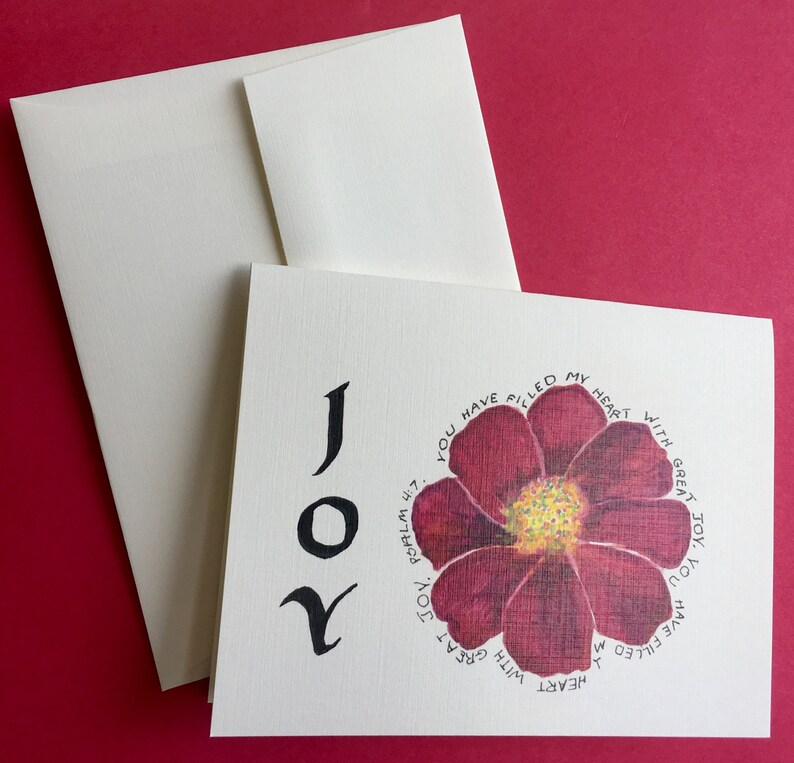 Joy Greeting Card Five folded cards with envelopes