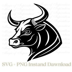 SVG Charging Bull Clipart, Angry Bull PNG, Raging Bull Vector, Digital Download for Cricut, Silhouette, Tattoo, Logo, Stickers