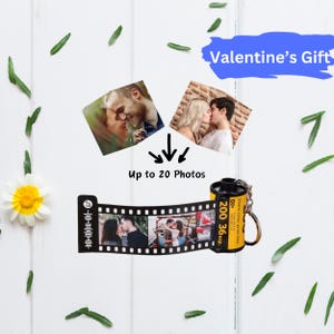 Film Roll Keychain, Custom Film Roll Keychain with Music Code, Camera Roll Keychain, Film Roll Photo Keyring, Valentine&#39;s Day Film Roll Gift
