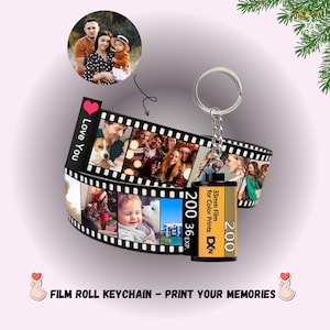 Personalized Film Roll Keychain, Custom Film Roll Gift, Camera Roll Keychain, Photo Film Roll, Anniversary Gift for Her, Couples Keychain