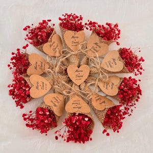 Mini Boho Fiori Secchi a Forma di Cuore Bomboniere Personalizzate Rustiche per Matrimoni Baby Shower Regali Magneti per Ospiti Memorabili