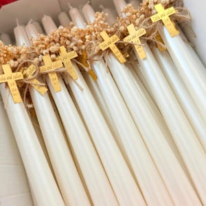 Baptism gift, first communion candle keepsake, custom unity candle, custom ceremony taper, christenig taper candle, greek lambathes favors