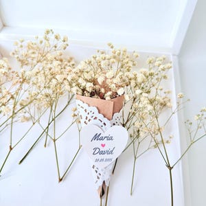 Bomboniere per matrimonio con iniziali personalizzate fatte a mano, mini bouquet di fiori secchi, bomboniere in carta per matrimonio, bomboniere all'ingrosso