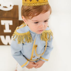 Sky blue baby boy prince suit, set of 5 toddler prince costume, first birthday prince outfit, king baby boy outfit