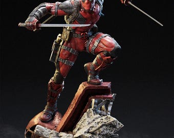 Deadpool Action Pose STL File | 3D Print Model