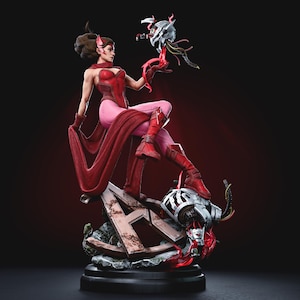 Pre-Supported Scarlet Witch STL File for 3D Printing - Wanda Maximoff Avengers Statue Model