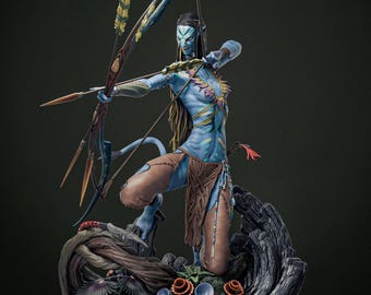 Blue Alien Huntress STL – Fantasy Female Warrior 3D Model (Digital Download)