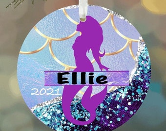 Mermaid Christmas ornament, Personalized mermaid ornament, 2023 girls Christmas ornaments, personalized Christmas ornaments, custon keepsake