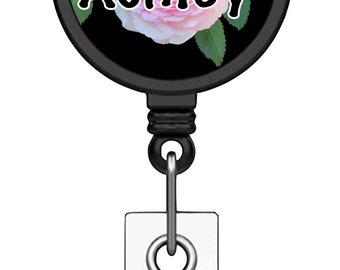 Personalized rose badge reel, Custom Badge Reel, Flower Badge Reel, Gift For Nurse, Floral Nurse Badge, Badge Reel Medical, Nurse Ba