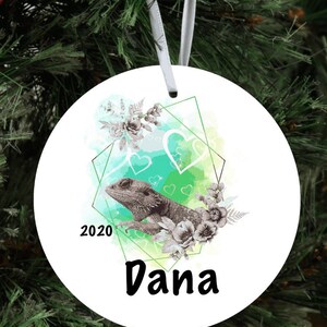 Personalized bearded dragon Christmas ornament, bearded dragon gift, personalized bearded dragon present, bearded dragon christmas ornament