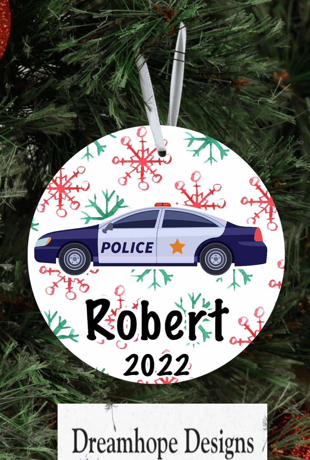 Personalized Police Car Christmas Ornament, Personalized Police Ornament, Cop Christmas Ornament