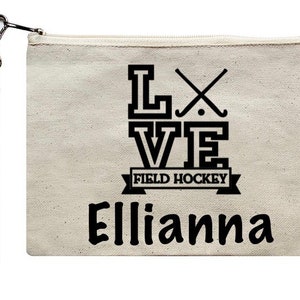 Bolsa de maquiagem para meninas de hóquei em campo, pulseira personalizada de hóquei em campo, presente de hóquei em campo, carteira de hóquei em campo, presente de time de hóquei em campo, hóquei em campo
