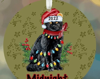 Black cat Christmas ornament, personalized black cat ornament, cat Christmas ornament, personalized cat ornament, gift for cat lovers, xmas