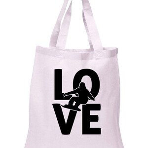 Love snowboarding tote bag, snowboarding tote bag, snowboarder bag, snowboarding gift