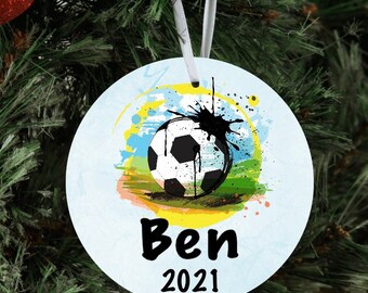 personalized soccer Christmas ornament, personalized soccer xmas ornament, soccer Christmas ornament, soccer team gift