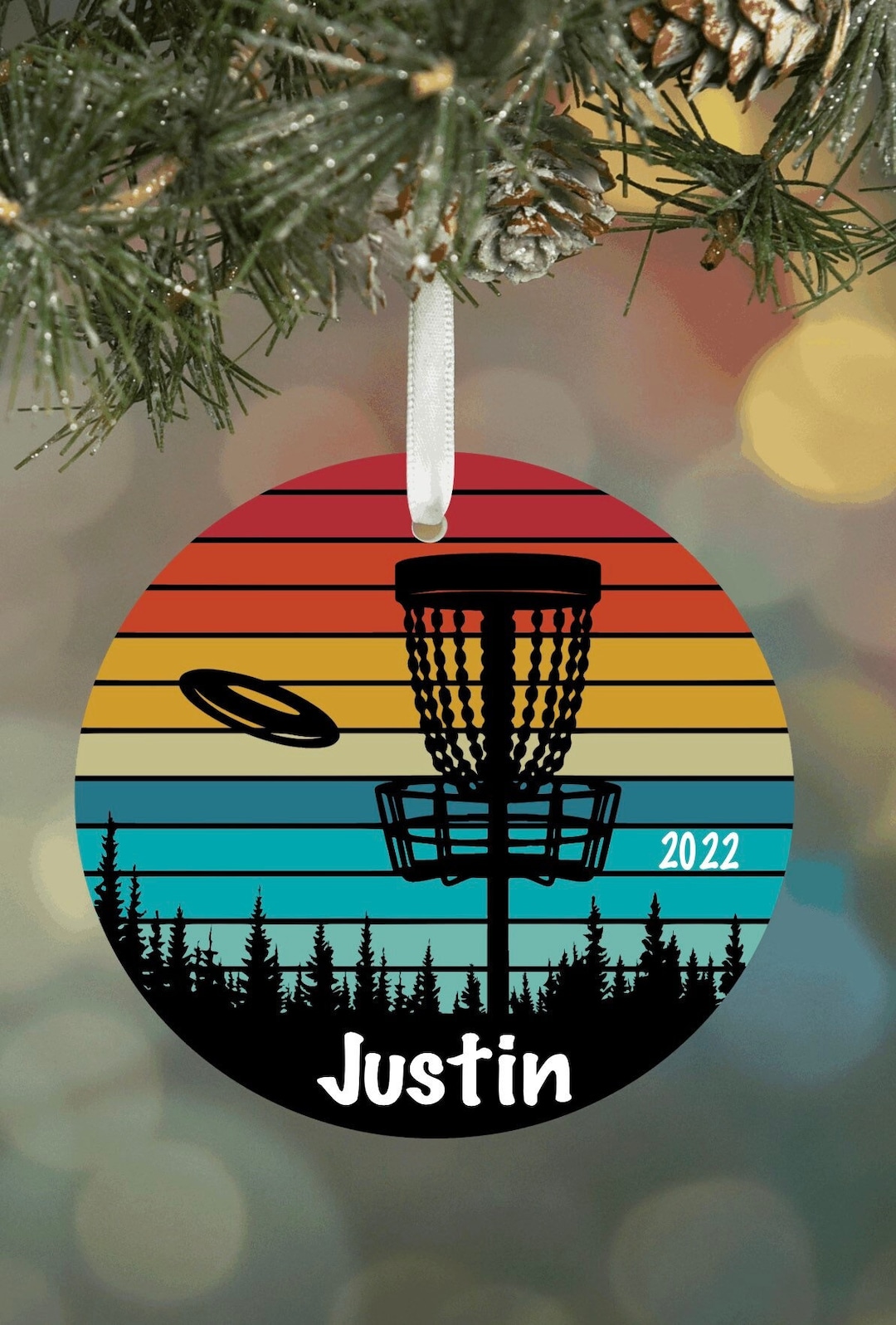 Personalized Disc Golf Christmas Ornament, Personalized Frisbee Golf