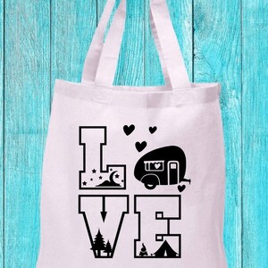 Camping tote bag, camping love market bag, Gift for new rv, camping trip tote bag, Camping trip bags