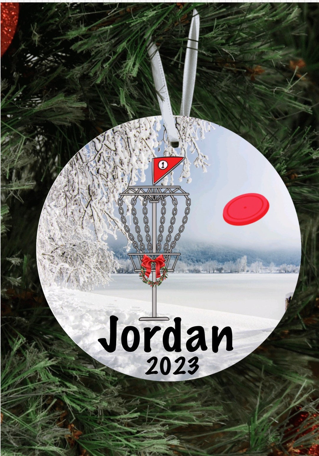 Disc Golf Christmas Ornament, Personalized Frisbee Golf Christmas
