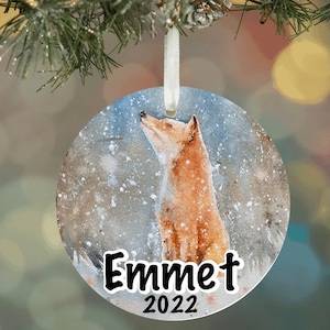 Fox ornament, personalized red fox ornament, Fox Christmas ornament, Fox gift for Christmas, Personalized ornament for boys, first xmas gift