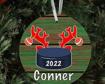 Hockey Christmas ornament, Ice hockey ornament, Personalized hockey ornament, Hockey keepsake, Hockey team gift, Hockey Coach gift,