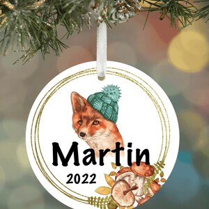 Personalized fox Christmas ornament, fox gift, fox Christmas decoration, fox party favors, personalized Christmas