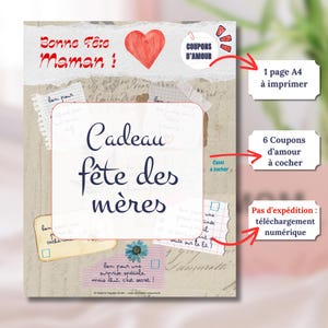 CADEAU fête des mères à imprimer – Bons d'amour d'un enfant pour sa maman – Style collage scrapbooking – Rapide : Fichier PDF imprimable !