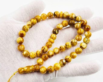 Islamic Muslim Prayer Amber 45 Beads Natural Baltic Amber Rosary Tasbih Misbaha Tasbeeh Pressed