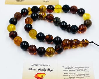 Rosario de ámbar báltico natural de 33 cuentas, misbaha, tasbih, prensado, para oración musulmana islámica