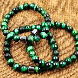 Green Tiger Eye Bracelet, Motivation Bracelet, Beaded Gemstone Bracelet, Bead Jewelry, Healing Bracelet, Yoga Meditation Bracelet