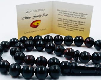 Rosario de ámbar báltico natural de 33 cuentas, misbaha, tasbih, prensado, para oración musulmana islámica