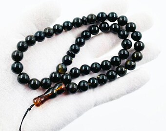 Islamic Muslim Prayer Amber 45 Beads Natural Baltic Amber Rosary Tasbih Misbaha Tasbeeh Pressed