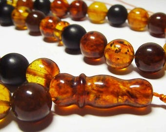 Islamic Muslim Prayer Amber 45 Beads Natural Baltic Amber Rosary Tasbih Misbaha Tasbeeh Pressed