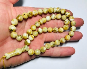Islamic Muslim Prayer Amber 45 Beads Natural Baltic Amber Rosary Tasbih Misbaha Tasbeeh Pressed