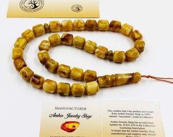 Rosario de ámbar báltico natural de 33 cuentas, misbaha, tasbih, prensado, para oración musulmana islámica