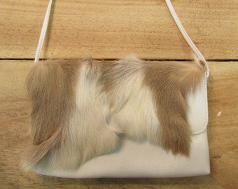 Real Fur, Leather Bag - White Tail Deer, Deerskin, Small, Boho, Shoulder Bag, Leather Purse
