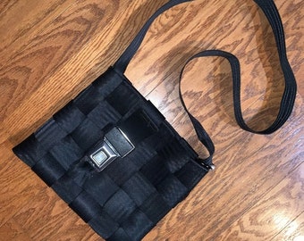 Black Seatbelt Messenger Bag Purse Shoulder Bag