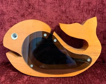 Wooden Piggy Bank Coin Money Box, Whale Toy Gift, Kids Learning Toys
