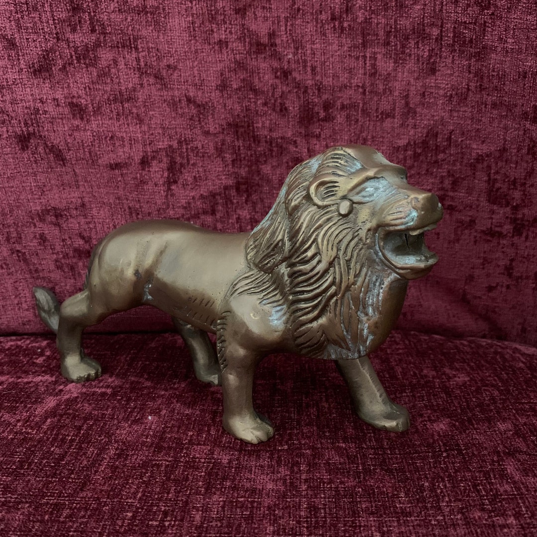 Vintage Brass Lion Animal Figurine Sculpture - Etsy