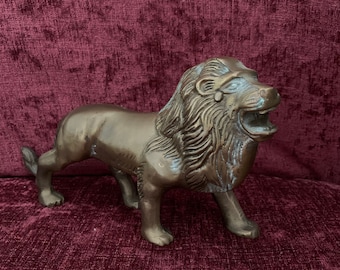 Vintage Brass Lion Animal Figurine Sculpture