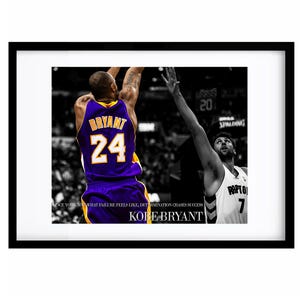 Motivational Wall Art - Kobe Bryant Quote Poster - Motivational Black Mamba Art for Lakers Fans