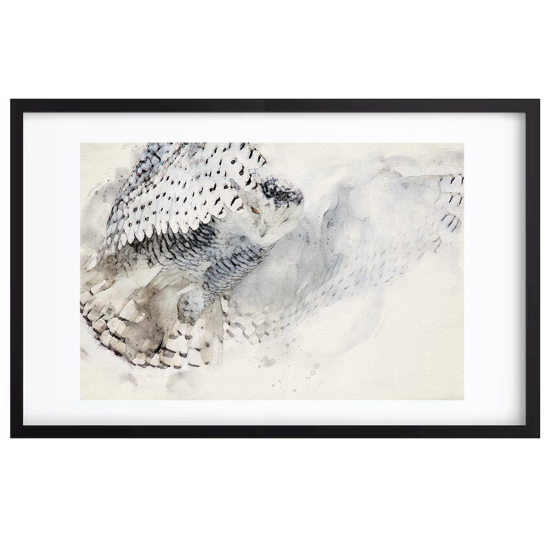 Snowy Owl Watercolor Wall Art Print: Snowy Owl Digital Watercolor for ...