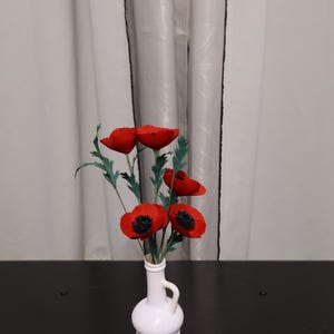 Papavero rosso in carta crespa – Fiore di carta fatto a mano