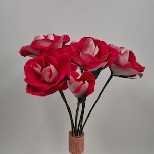 Red and white crepe paper rose – handmade paper flower