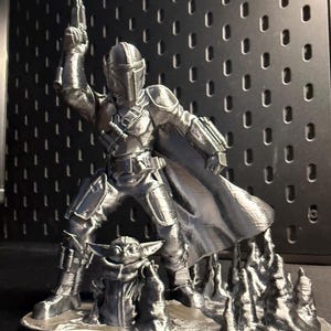 3D Printed Star Wars Inspired Mando and Grogu Statue