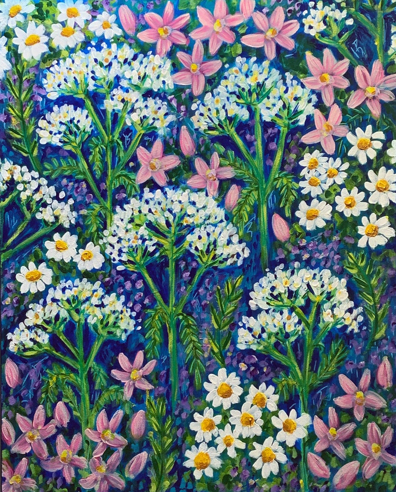 031/100 Paintings for Sale Yarrow and Daisies, 24x30 zdjęcie 1