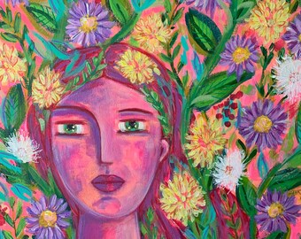 Wild Flower Essence Goddess, 20x20"