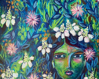 Yerba Mensa and Thistle Flower Goddess, 24x24"