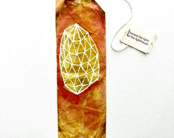 019/100 Paintings for Sale, Citrine Gemstone Watercolor and Ink Art on a Tea Bag