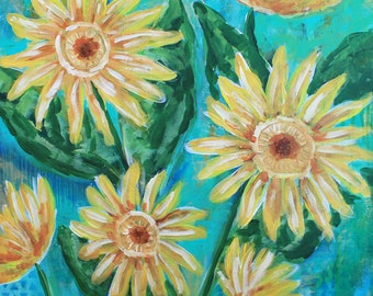 021/100 Paintings for Sale - Sunflower Vines, 20x20"